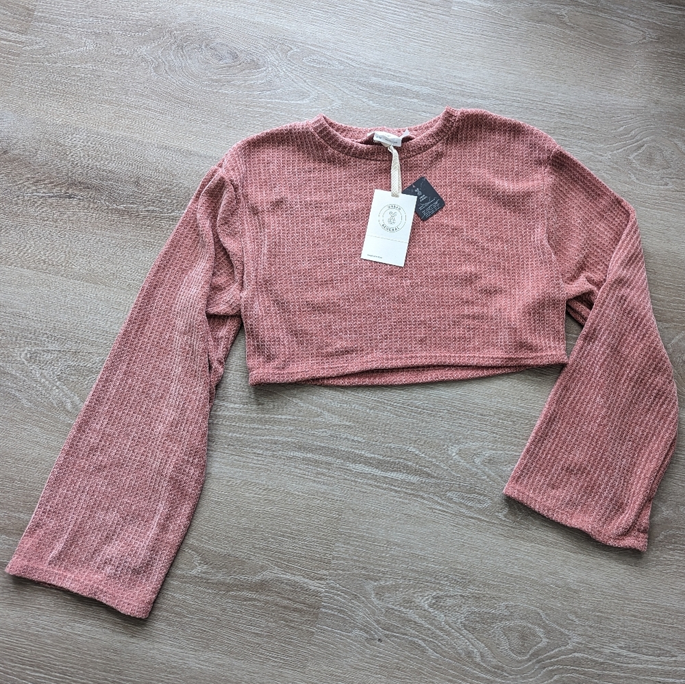 NWT! Urban Outfitters cropped pink chenille sweater